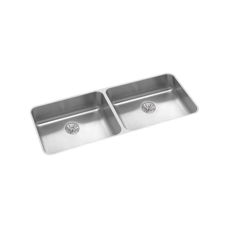 Elkay Lustertone Stainless Steel 41-3/4X18-1/2X5-3/8 Equal Double Bowl Undermount Sink W/ Perfect Drain ELUHAD421855PD